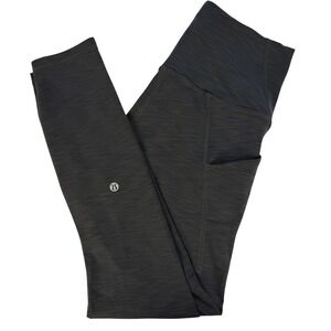 Lululemon Leggings Women 6 Heather Grey Invigorate High Rise Everlux Pockets 27"